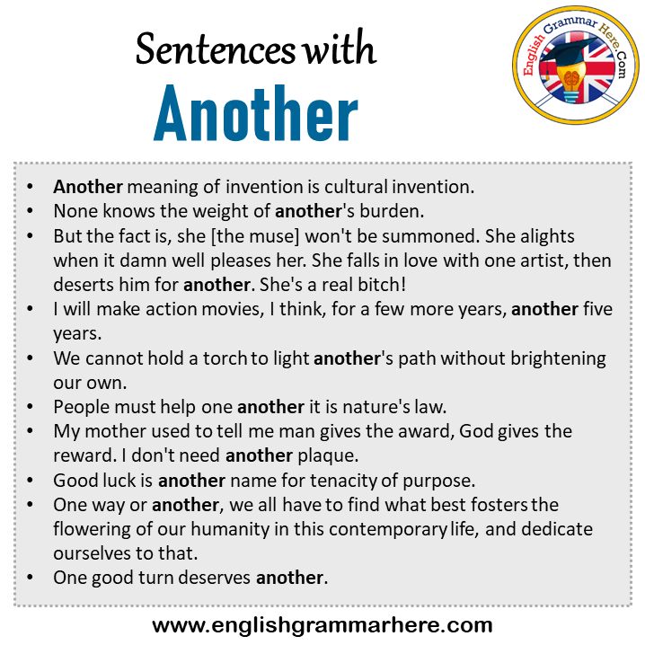 Sentences with Another, Another in a Sentence in English, Sentences For Another