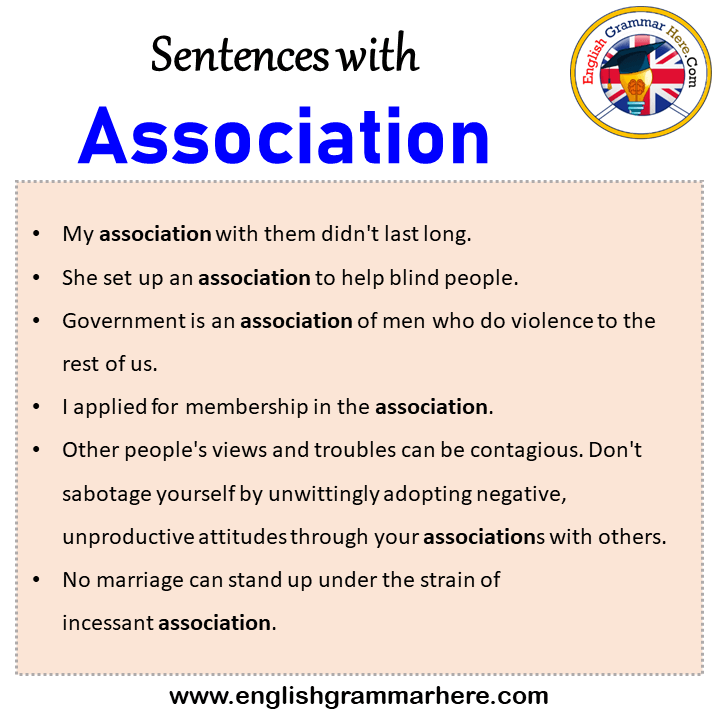 Sentences with Association, Association in a Sentence in English, Sentences For Association