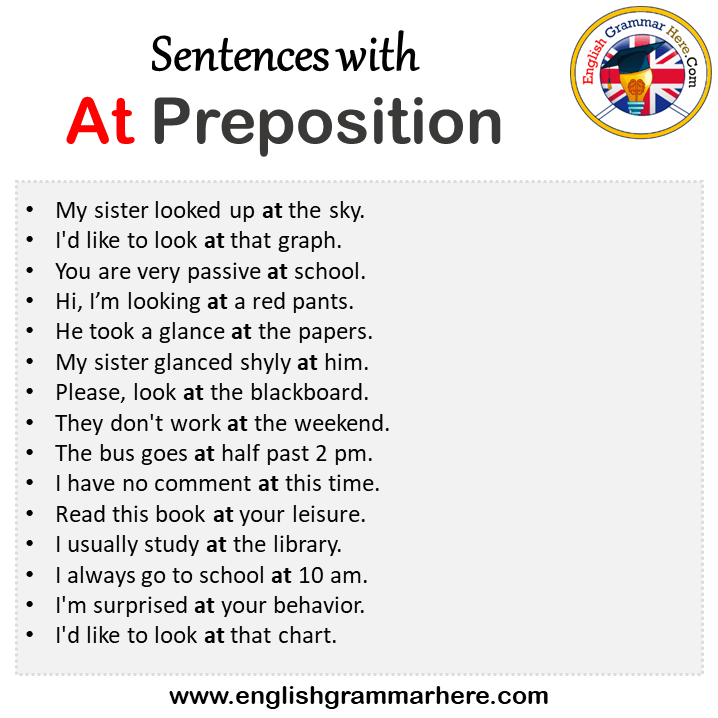 Sentences with At Preposition, At Preposition in a Sentence in English, Sentences For At Preposition