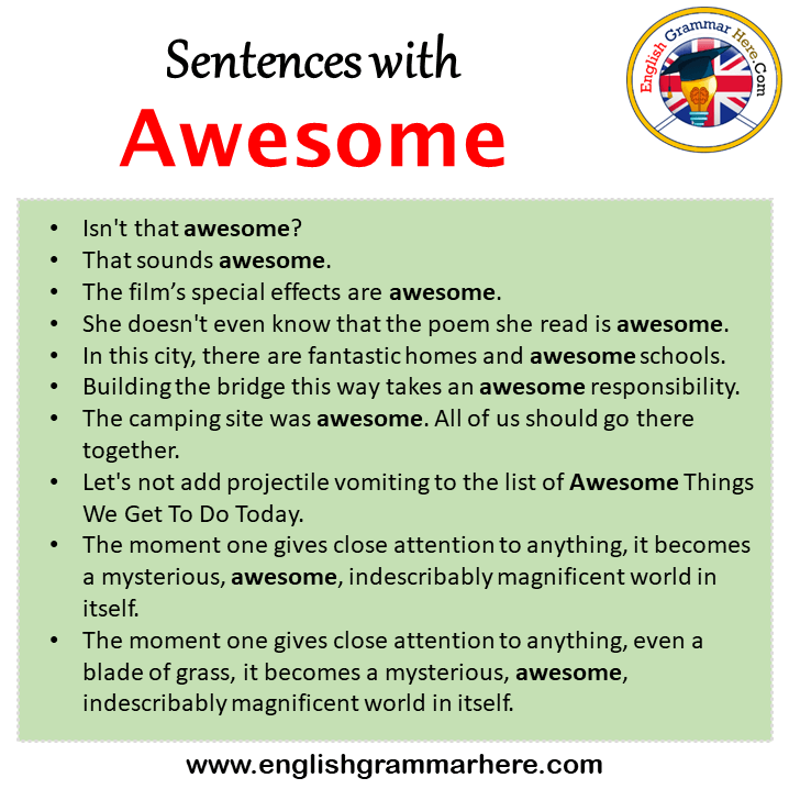 Sentences with Awesome, Awesome in a Sentence in English, Sentences For Awesome
