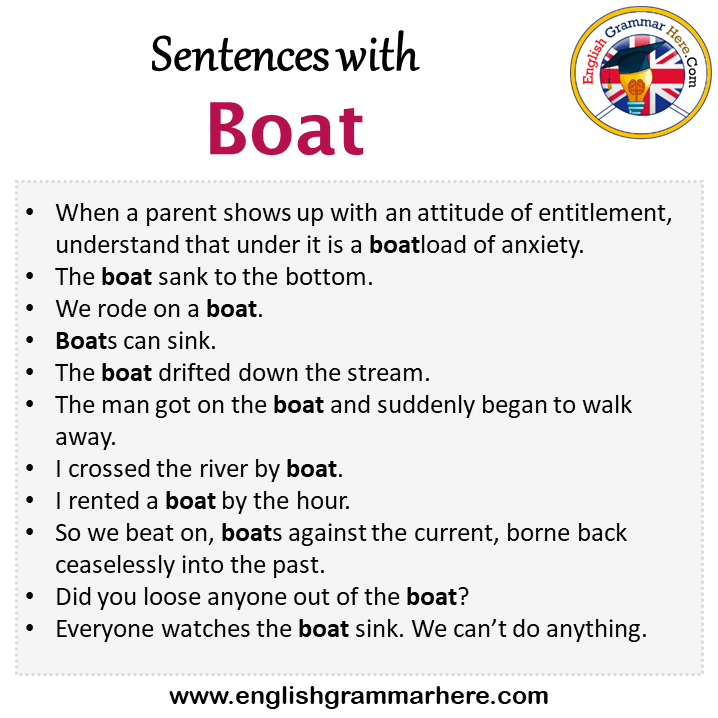 Sentences with Boat, Boat in a Sentence in English, Sentences For Boat