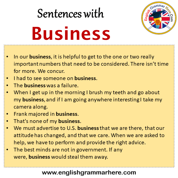 Sentences with Business, Business in a Sentence in English, Sentences For Business