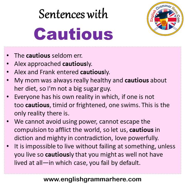 Sentences with Cautious, Cautious in a Sentence in English, Sentences For Cautious