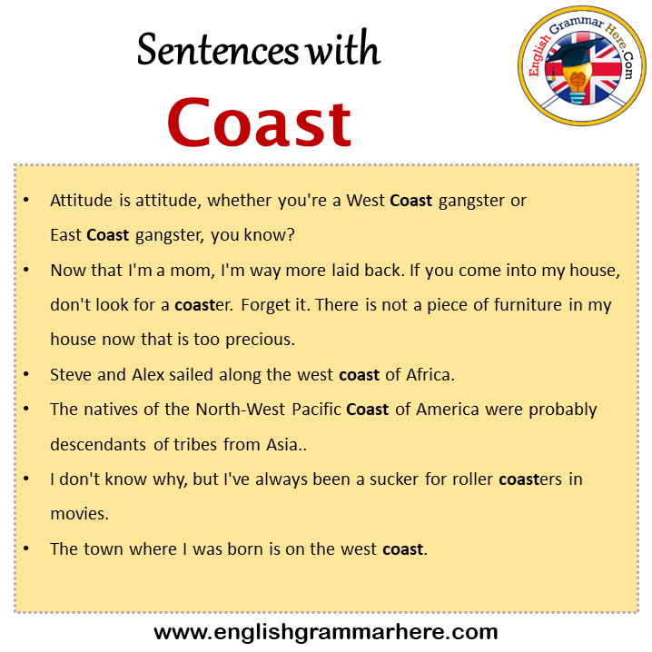 Sentences with Coast, Coast in a Sentence in English, Sentences For Coast
