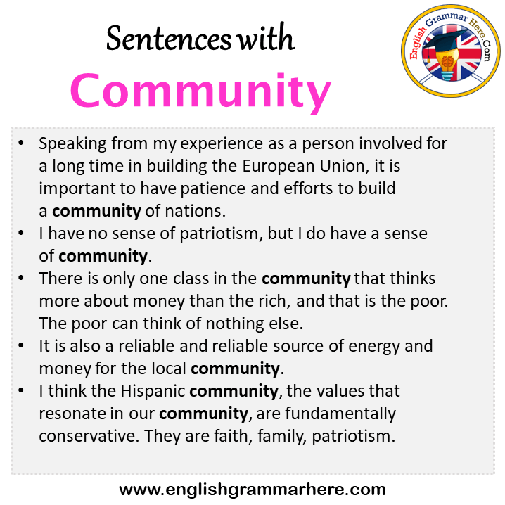Sentences with Community, Community in a Sentence in English, Sentences For Community