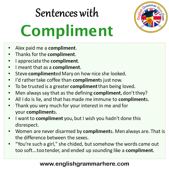 Sentences with Compliment, Compliment in a Sentence in English, Sentences For Compliment