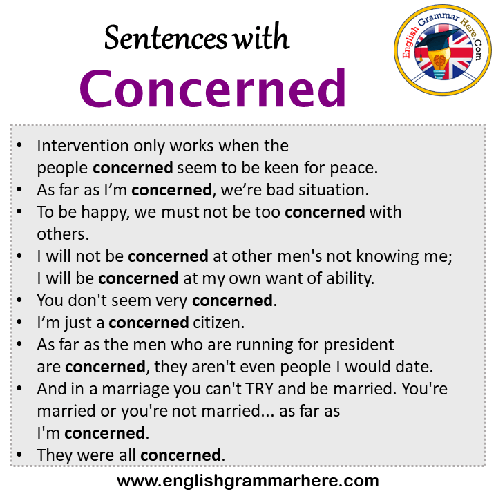 Sentences with Concerned, Concerned in a Sentence in English, Sentences For Concerned