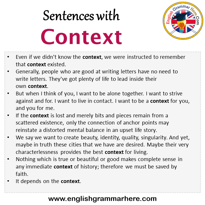 Sentences with Context, Context in a Sentence in English, Sentences For Context