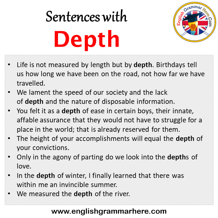 Sentences with Depth, Depth in a Sentence in English, Sentences For Depth