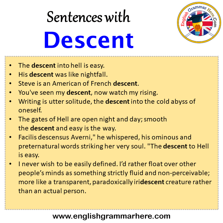 Sentences with Descent, Descent in a Sentence in English, Sentences For Descent