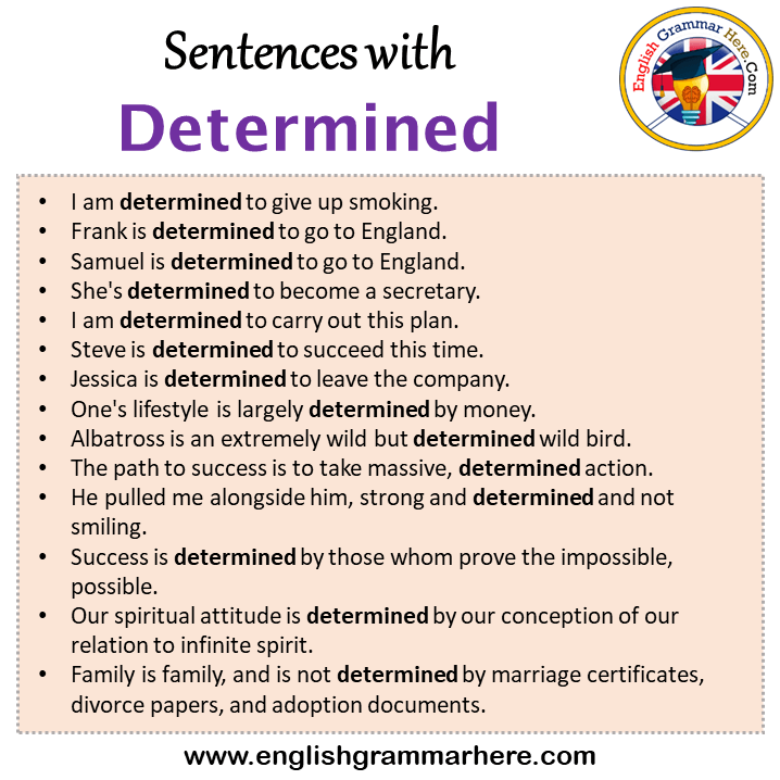 Sentences with Determined, Determined in a Sentence in English, Sentences For Determined