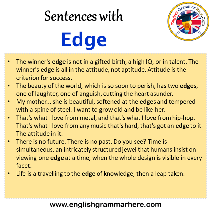 Sentences with Edge, Edge in a Sentence in English, Sentences For Edge