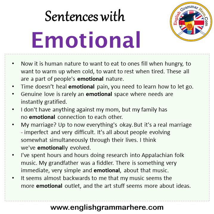 Sentences with Emotional, Emotional in a Sentence in English, Sentences For Emotional