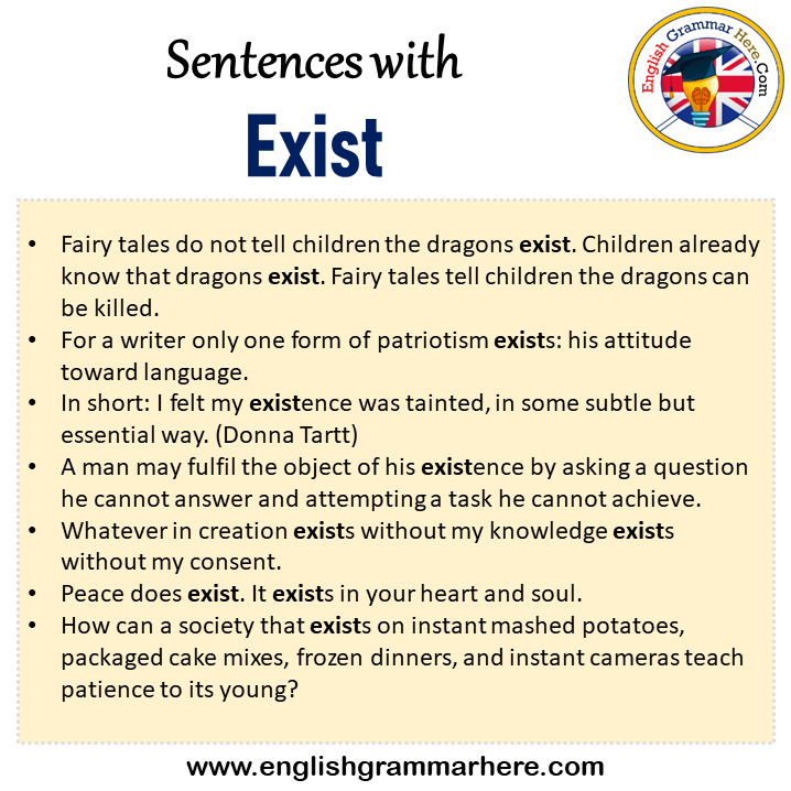 Sentences with Exist, Exist in a Sentence in English, Sentences For Exist