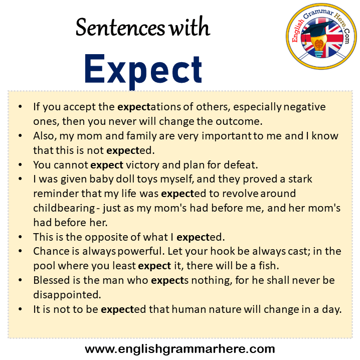 Sentences with Expect, Expect in a Sentence in English, Sentences For Expect