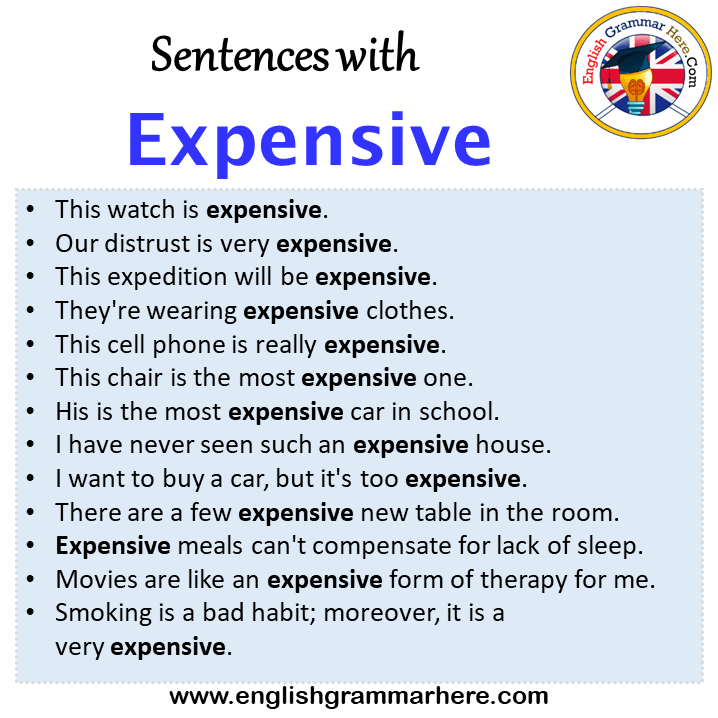 Sentences with Expensive, Expensive in a Sentence in English, Sentences For Expensive