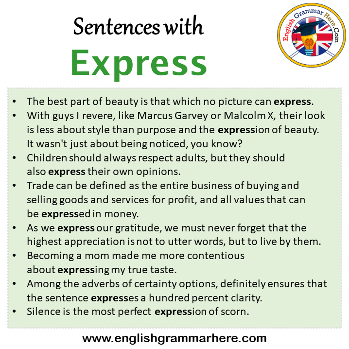 Sentences with Express, Express in a Sentence in English, Sentences For Express