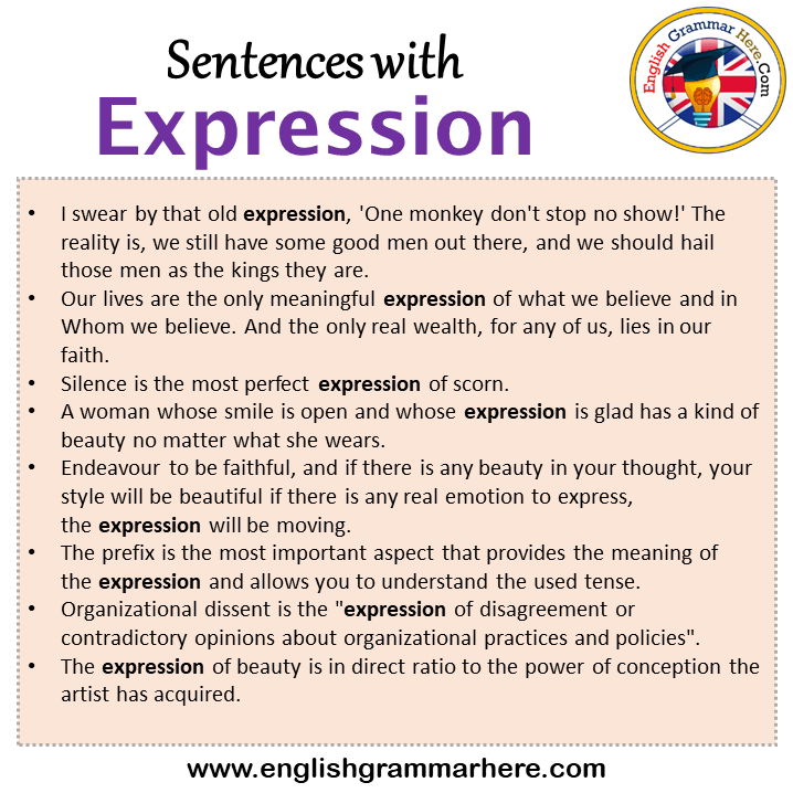 Sentences with Expression, Expression in a Sentence in English, Sentences For Expression