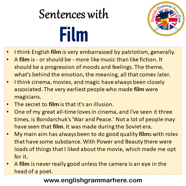 Sentences with Film, Film in a Sentence in English, Sentences For Film