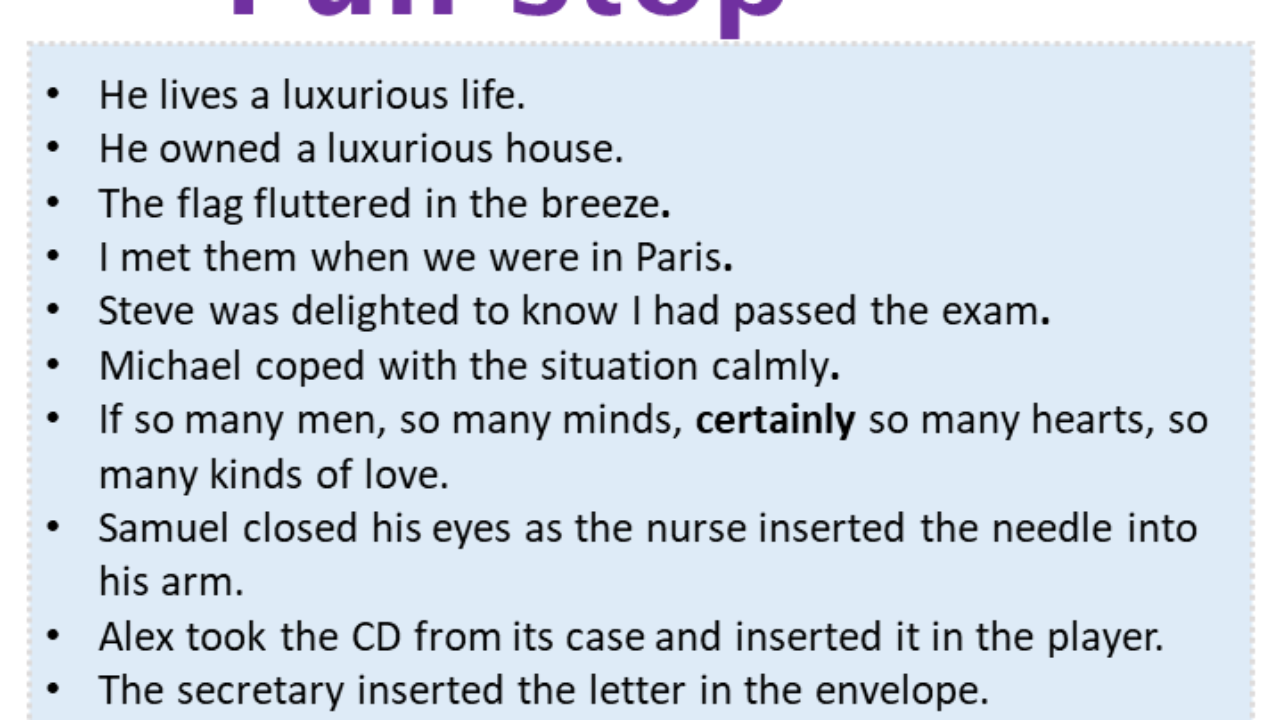 Sentences with Full stop, Full stop in a Sentence in English, Sentences For  Full stop - English Grammar Here