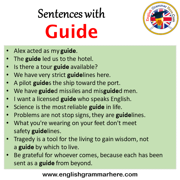 Sentences with Guide, Guide in a Sentence in English, Sentences For Guide