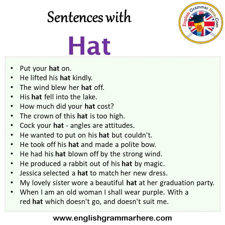 Hat in a sentence on sale