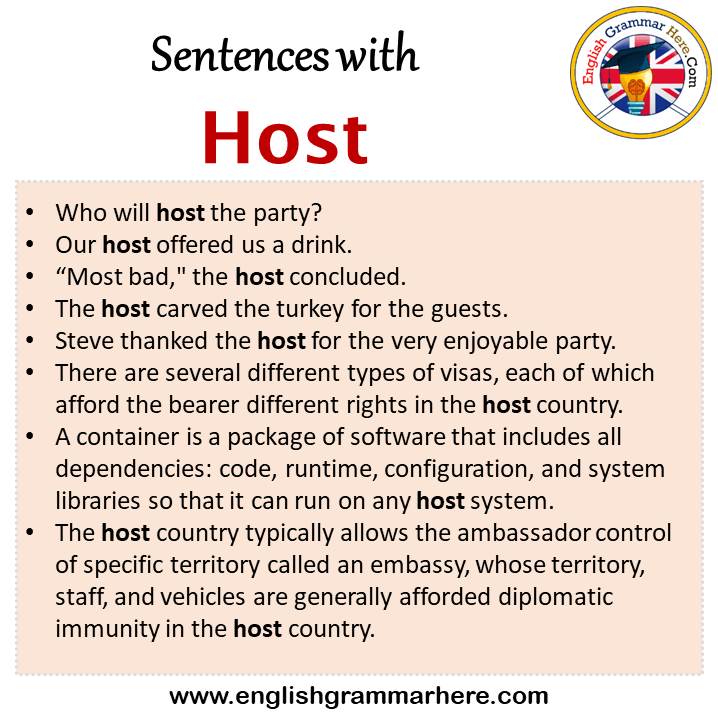 Sentences with Host, Host in a Sentence in English, Sentences For Host