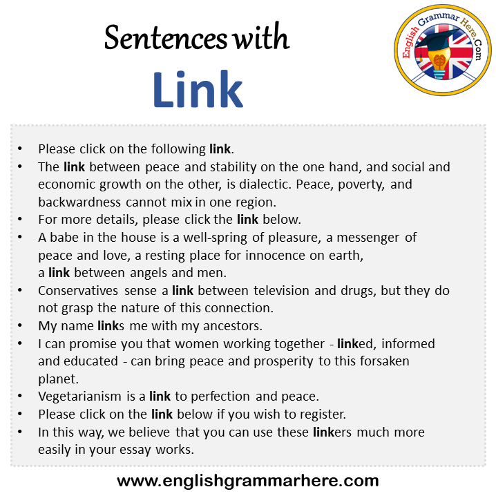 Sentences with Link, Link in a Sentence in English, Sentences For Link