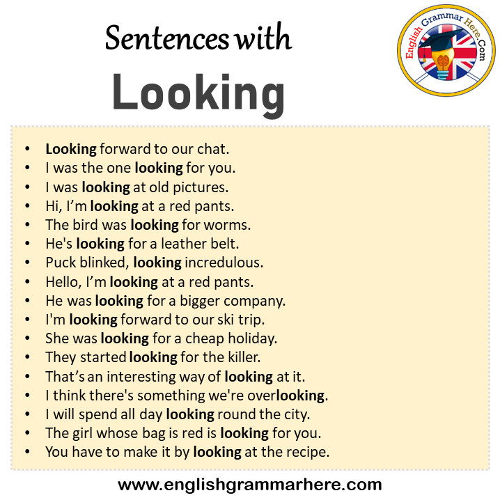 Sentences with Looking, Looking in a Sentence in English, Sentences For Looking