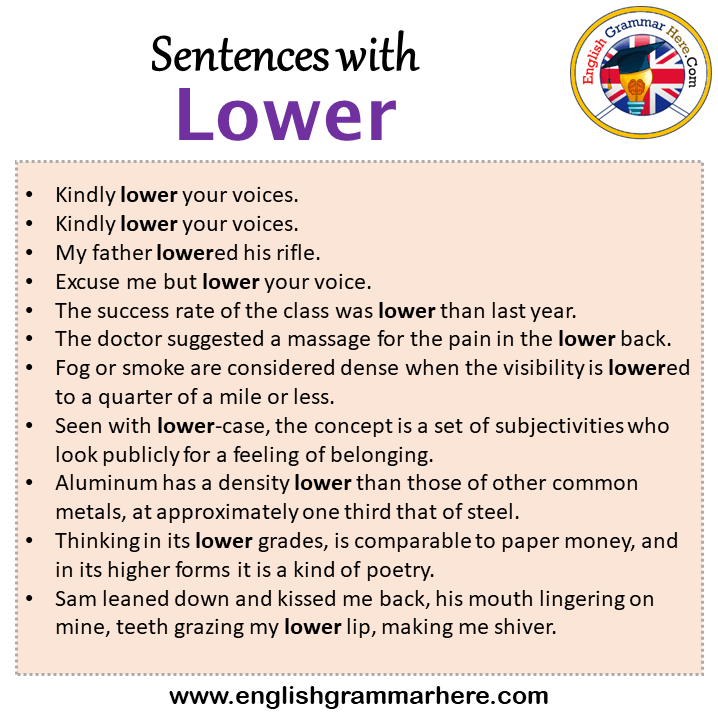Sentences with Lower, Lower in a Sentence in English, Sentences For Lower