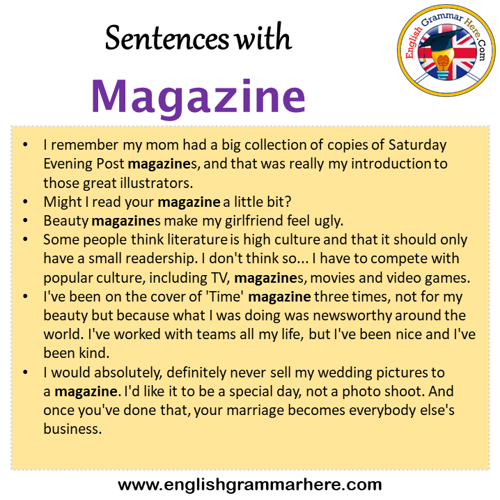 Sentences with Magazine, Magazine in a Sentence in English, Sentences For Magazine