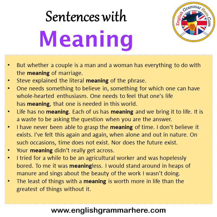 Sentences with Meaning, Meaning in a Sentence in English, Sentences For Meaning