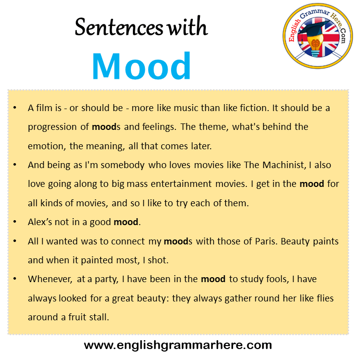 Sentences with Mood, Mood in a Sentence in English, Sentences For Mood