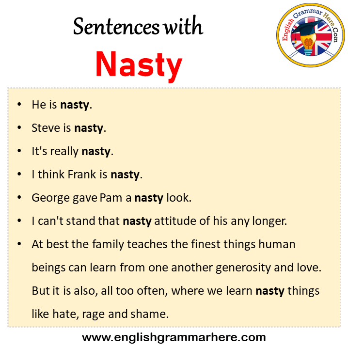 Sentences with Nasty, Nasty in a Sentence in English, Sentences For Nasty