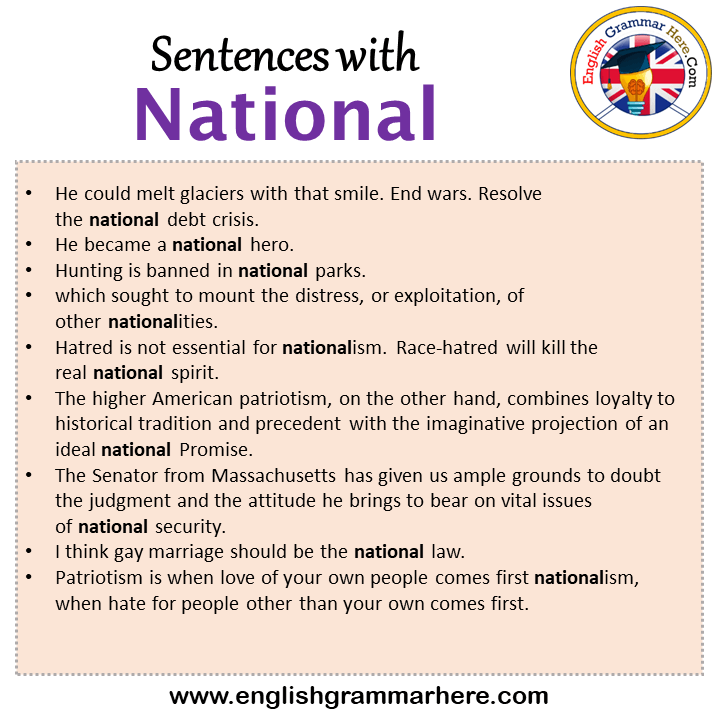 Sentences with National, National in a Sentence in English, Sentences For National
