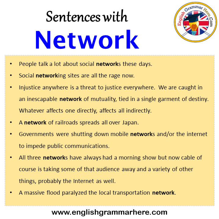 Sentences with Network, Network in a Sentence in English, Sentences For Network