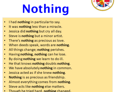 Chasing Nothing Examples Nothing in a Sentence in English Archives - English Grammar Here