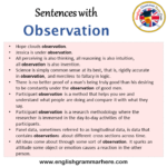 Sentences with Observation, Observation in a Sentence in English ...