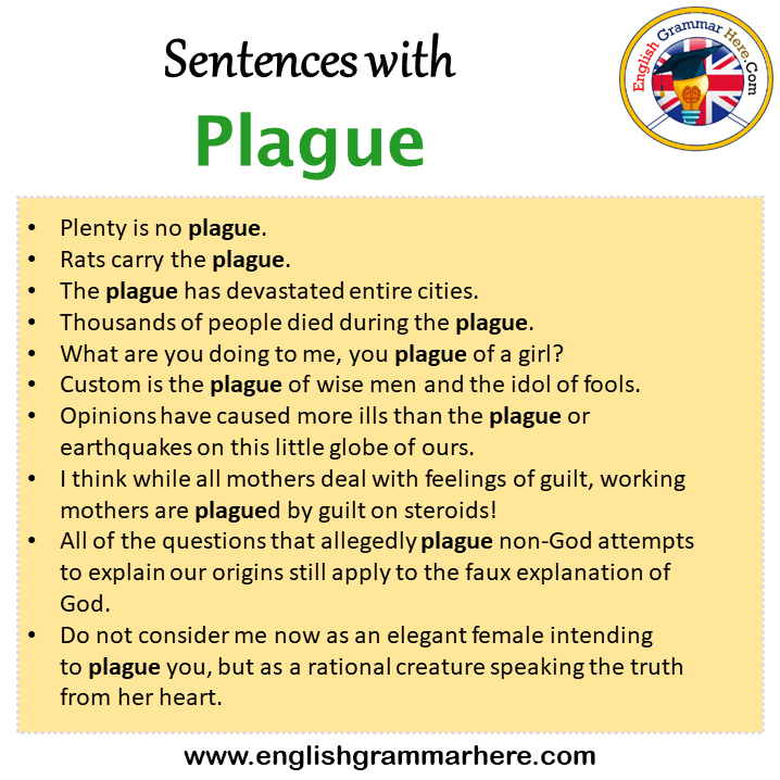 Sentences with Plague, Plague in a Sentence in English, Sentences For Plague