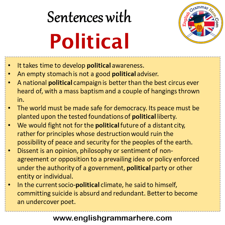 Sentences with Political, Political in a Sentence in English, Sentences For Political
