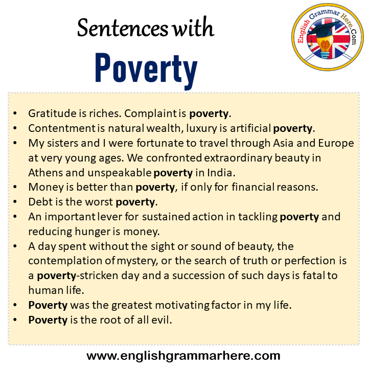 Sentences with Poverty, Poverty in a Sentence in English, Sentences For Poverty