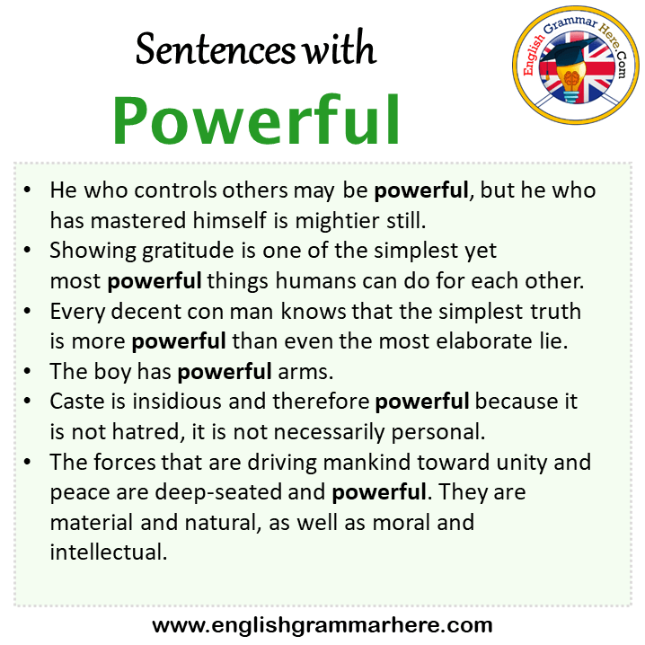 Sentences with Powerful, Powerful in a Sentence in English, Sentences For Powerful
