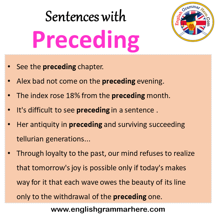 Sentences with Preceding, Preceding in a Sentence in English, Sentences For Preceding