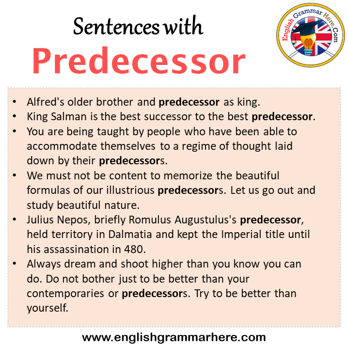 Sentences with Predecessor, Predecessor in a Sentence in English, Sentences For Predecessor