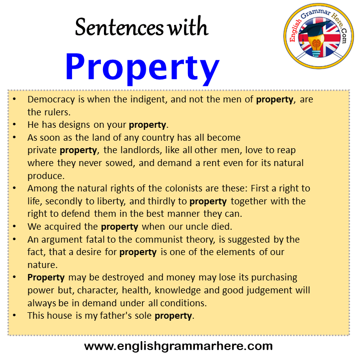Sentences with Property, Property in a Sentence in English, Sentences For Property