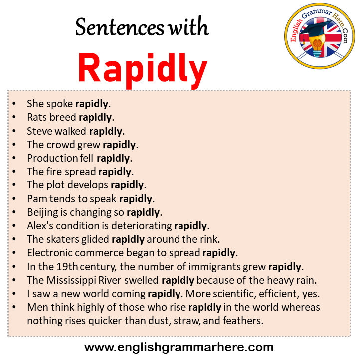 Sentences with Rapidly, Rapidly in a Sentence in English, Sentences For Rapidly