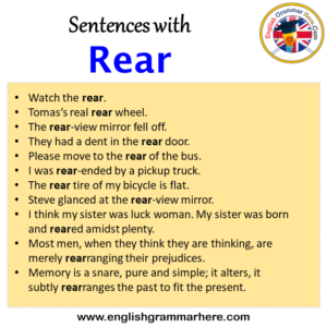Rear Example Sentences with Rear, Rear in a Sentence in English, Sentences For Rear ...