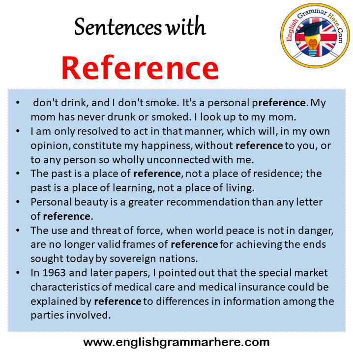 Sentences with Reference, Reference in a Sentence in English, Sentences For Reference