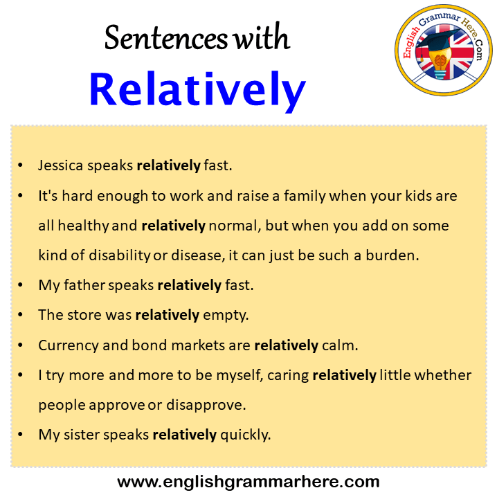 Sentences with Relatively, Relatively in a Sentence in English, Sentences For Relatively