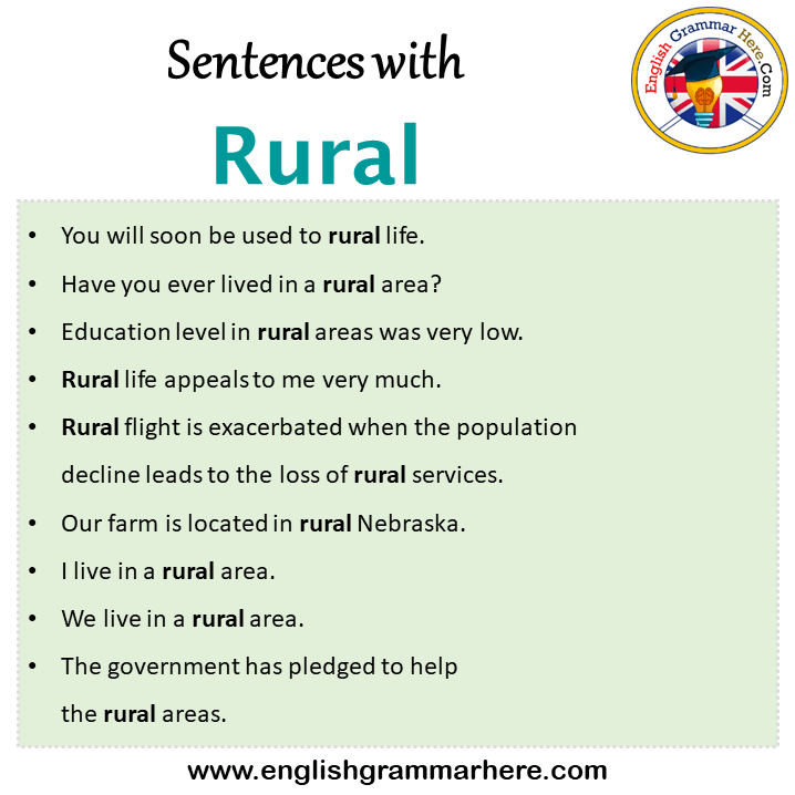 Sentences with Rural, Rural in a Sentence in English, Sentences For Rural